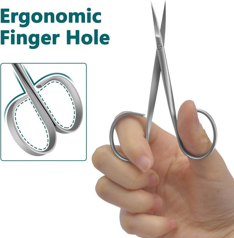 CGBE Cuticle Scissors Extra Fine Curved: Stainless Steel Eyebrow Scissor, Professional Manicure Scissors for Manicure, Eyelashes, Eyebrow, Dry Skin For Women And Men - Image 4